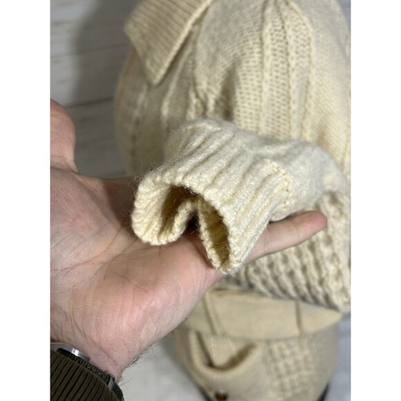 Vtg. Carraig Donn 100% WOOL THICK Cable Zip Cardigan Sweater 36 Medium to Large - Picture 4 of 16